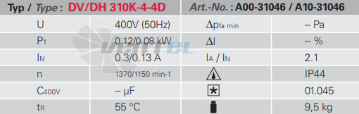 Rosenberg DV 310 K-4-4 D - описание, технические характеристики, графики